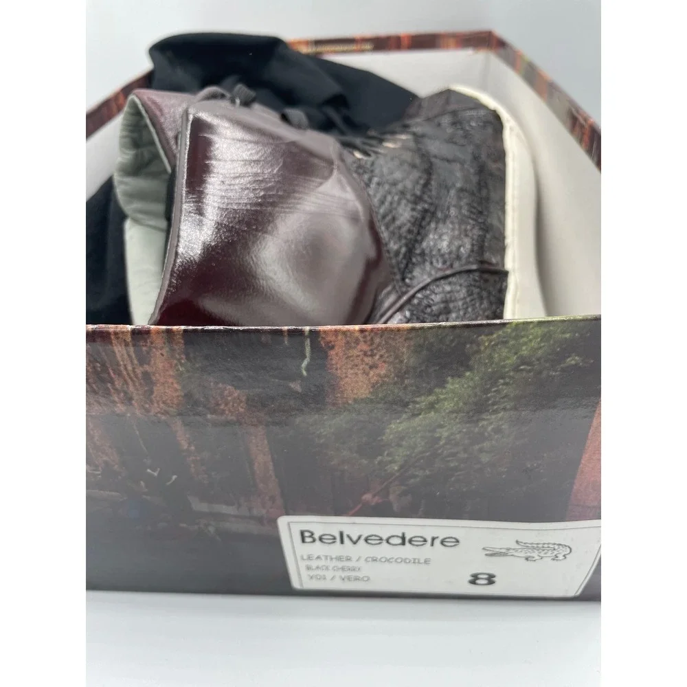 Belvedere Mens Black Cherry Crocodile Leather High Top Sneakers Vero Y01 Size 8